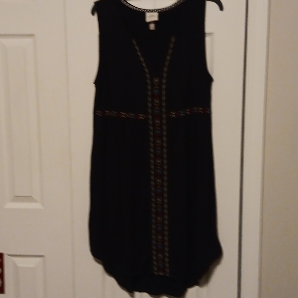 Knox Rose L black sleeveless dress with cute trim
